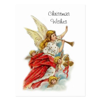 Christmas wishes angels postcard