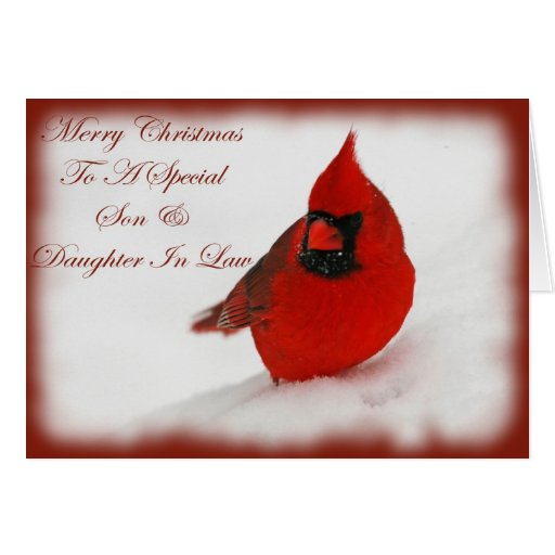 Christmas Wishes Cardinal Son &amp; Daughter In Law Greeting Card | Zazzle