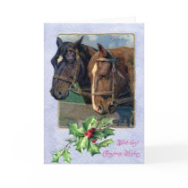 Christmas Wishes, Horses 1911 Vintage Cards