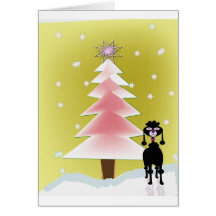 Christmas with a poodle greeting card