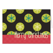 christmas, plaid, tartan, xmas, holidays, modern, celebration, joy, winter, snowflakes, dots, december, Card with custom graphic design