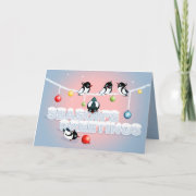 Christmas with Magpies and Bubbles Card