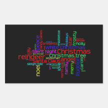 Christmas Word Cloud Rectangular Stickers