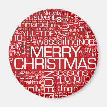 Christmas Word Collage Refrigerator Magnet