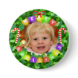 Christmas Wreath Custom Photo Button