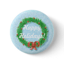 Christmas Wreath Gift Tag Button