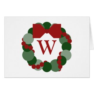 Christmas Wreath Holiday Card with Monogram