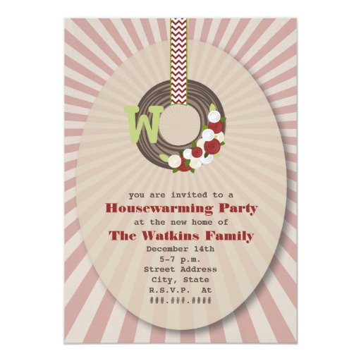 christmas wreath housewarming party invitation zazzle christmas wreath housewarming party invitation zazzle