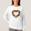 Christmas Wreath Monogrammed Ladies Top t-shirts by kimmyklassickorner Christmas Wreath Monogrammed Ladies Top t-shirts