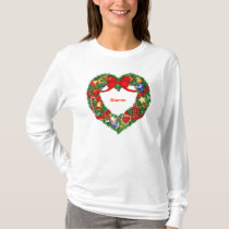 Christmas Wreath Monogrammed Ladies Top t-shirts