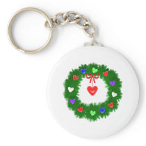 Christmas Wreath of Hearts Keychains