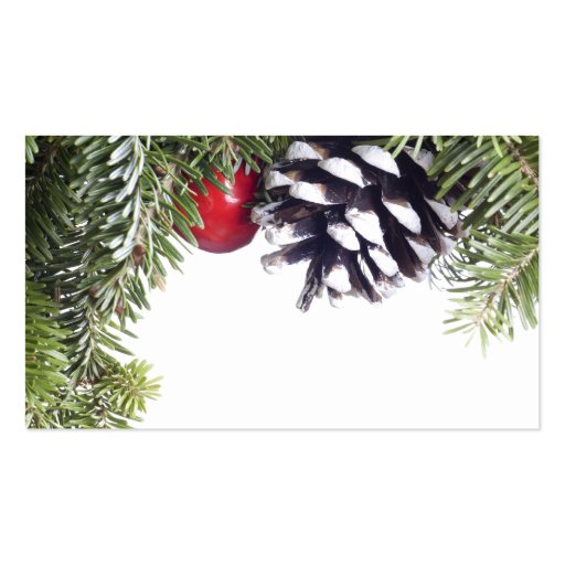Christmas Wreath Pine Cone Red Berry Template Business Cards (front side)