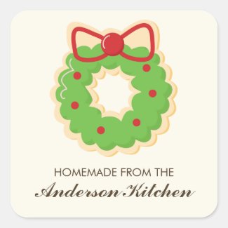 Christmas Wreath Rainbow Sprinkles Cookie Square Sticker