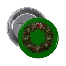 Christmas Wreath Red Rose Button