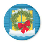 CHRISTMAS WREATH Round Magnet