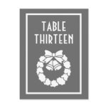 Christmas Wreath Table Numbers (Gray / White) Postcards