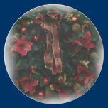 Christmas Wreath w/Poinsettias bow digital paint plates