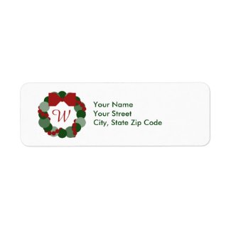 Christmas Wreath with Initial return address label