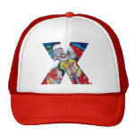 CHRISTMAS X LETTER  / SANTA WITH VIOLIN MONOGRAM MESH HAT