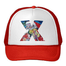 CHRISTMAS X LETTER  / SANTA WITH VIOLIN MONOGRAM MESH HAT