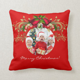 Christmas Xmas Photo Template 4 children family Pillows