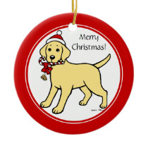 Christmas Yellow Labrador Puppy Cartoon Christmas Tree Ornament
