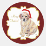 Christmas Yellow Labrador Puppy Sticker