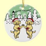 Christmas Yellow Labradors Cartoon ornaments