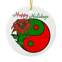 Christmas Yin Yang Poinsettia ornaments