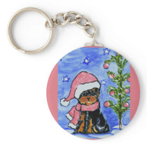 Christmas Yorkie Poo Key Chain