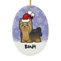 Christmas Yorkshire Terrier (add your pets name) Christmas Ornament
