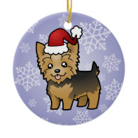 Christmas Yorkshire Terrier (short hair & bow) Ornament