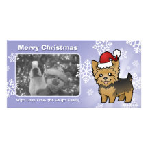 Christmas Yorkshire Terrier (short hair no bow) Photo Cards
