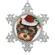 Christmas Yorkshire terrier snowflake ornament