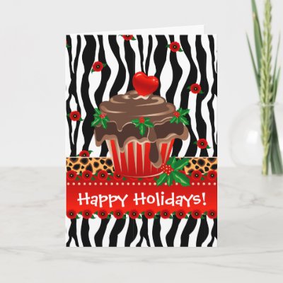 Christmas Zebra Cupcake Leopard Heart Cards