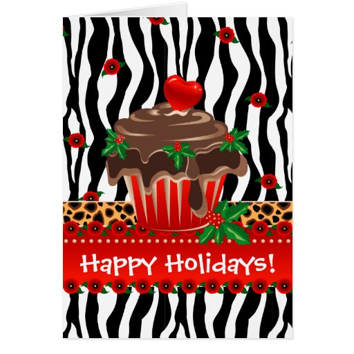 Christmas Zebra Cupcake Leopard Heart Cards