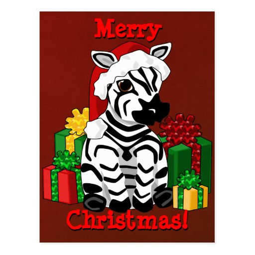 Christmas Zebra Postcard Zazzle