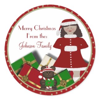 ChristmasGirl and presents Christmas Labels sticker