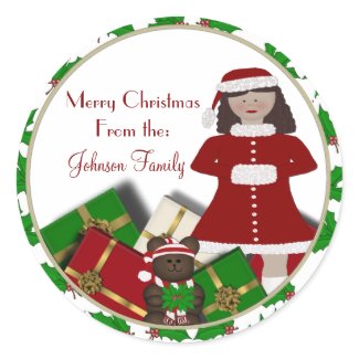 ChristmasGirl and presents Christmas Labels sticker