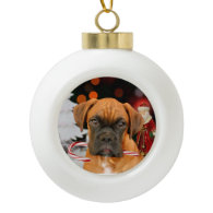 Christmasn boxer Dog Round Ornament