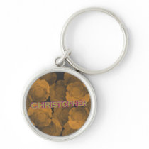 Christopher in 3D gold over peach chroma rose bloo Key Chain