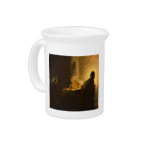 Christus in Emmaus by Rembrandt Beverage Pitcher