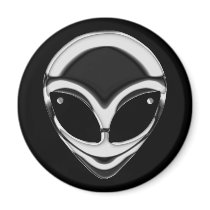 CHROME ALIEN HEAD REFRIGERATOR MAGNET