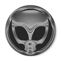 CHROME ALIEN HEAD REFRIGERATOR MAGNETS