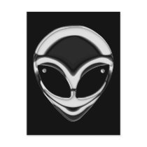 CHROME ALIEN HEAD POST CARD