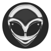 CHROME ALIEN HEAD STICKER