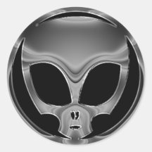 CHROME ALIEN HEAD STICKERS
