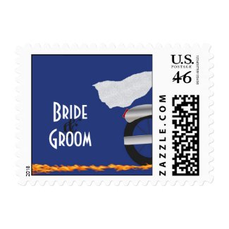 Chrome and Lace Biker Wedding Postage stamp