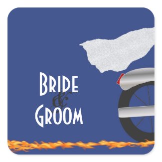 Chrome and Lace Biker Wedding Stickers sticker