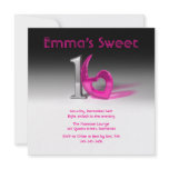 Chrome & Candy Pink Sweet 16 Personalized Invitations